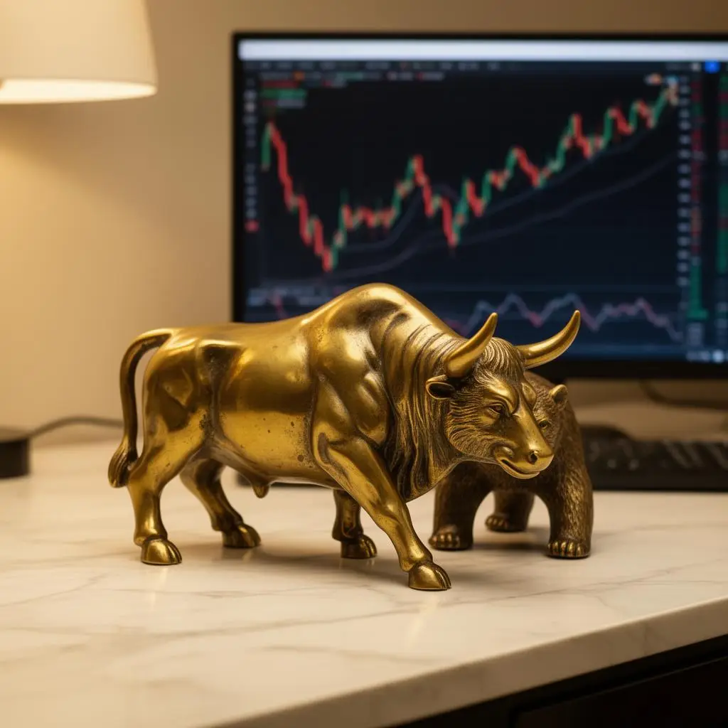 Bull statue with chart